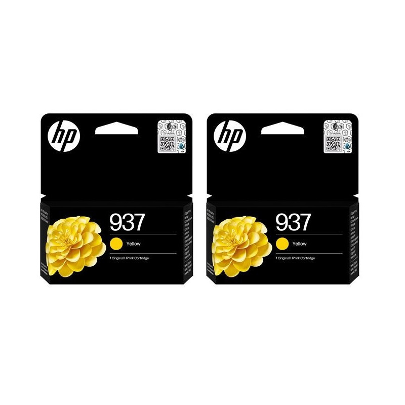 Lot de 2 Cartouches d'Encre Jaune HP 937 pour Imprimante HP OfficeJet Pro - 4S6W4NE SE1