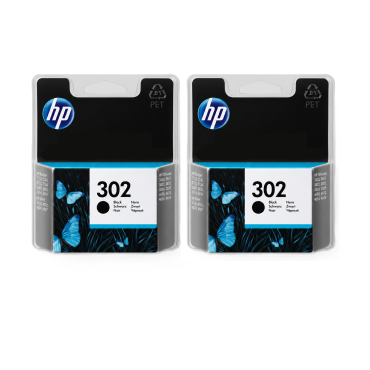 Lot de 2 Cartouches d'Encre Noire HP 302 pour Imprimante HP Deskjet - F6U66AE 301