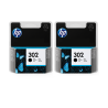 Lot de 2 Cartouches d'Encre Noire HP 302 pour Imprimante HP Deskjet - F6U66AE 301