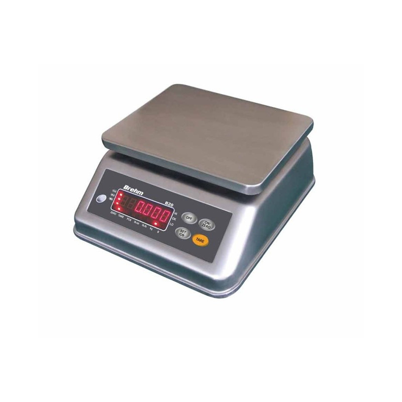 Balance Compacte Inox Pesage Simple BREHM B20-6 Capacité 6kg Précision 1/2g pour Usage Humide - PF3110