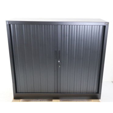 Armoire Basse à Rideaux de Bureau MTI 2 Tablettes Corps et Rideaux Noir 120x105x43cm - AMR1210-NR - NEUVE