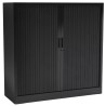 Armoire Basse à Rideaux de Bureau MTI 2 Tablettes Corps et Rideaux Noir 120x105x43cm - AMR1210-NR - NEUVE Déclassée