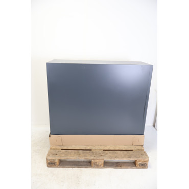 Armoire Basse à Rideaux de Bureau MTI 2 Tablettes Corps et Rideaux Anthracite 120x105x43