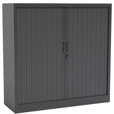 Armoire Basse à Rideaux de Bureau MTI 2 Tablettes Corps et Rideaux Anthracite 120x105x43cm - AMR1210-GA - NEUVE Déclassée