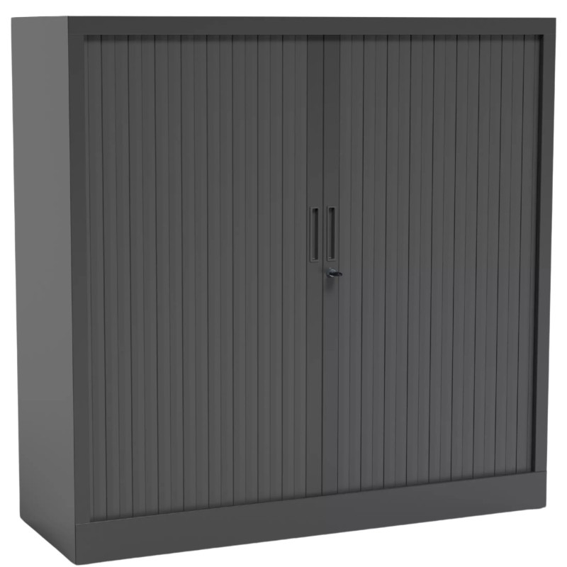 Armoire Basse à Rideaux de Bureau MTI 2 Tablettes Corps et Rideaux Anthracite 120x105x43cm - AMR1210-GA - NEUVE Déclassée