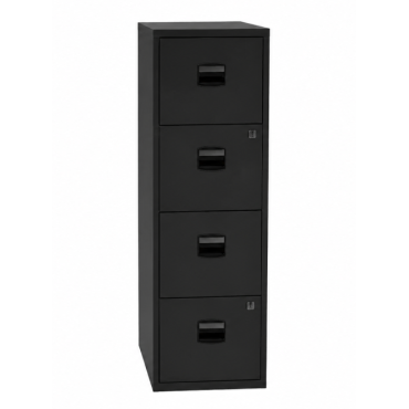 Meuble Classeur Métallique 4 Tiroirs de Bureau H130xL41xP40mm Noir - PFA4F - NEUF