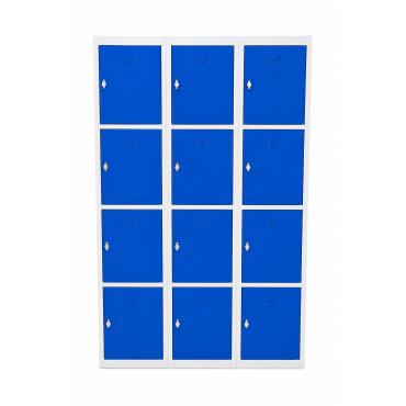 Vestiaire 12 Casiers Monobloc L120xH180xP50cm Fermeture Moraillon Gris/Bleu - WK445-GB