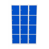 Vestiaire 12 Casiers Monobloc L120xH180xP50cm Fermeture Moraillon Gris/Bleu - WK445-GB