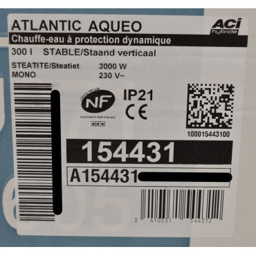 Ballon d’Eau Chaude 300L ATLANTIC Aquéo Connecté ACI Hybride pour Grande Capacité