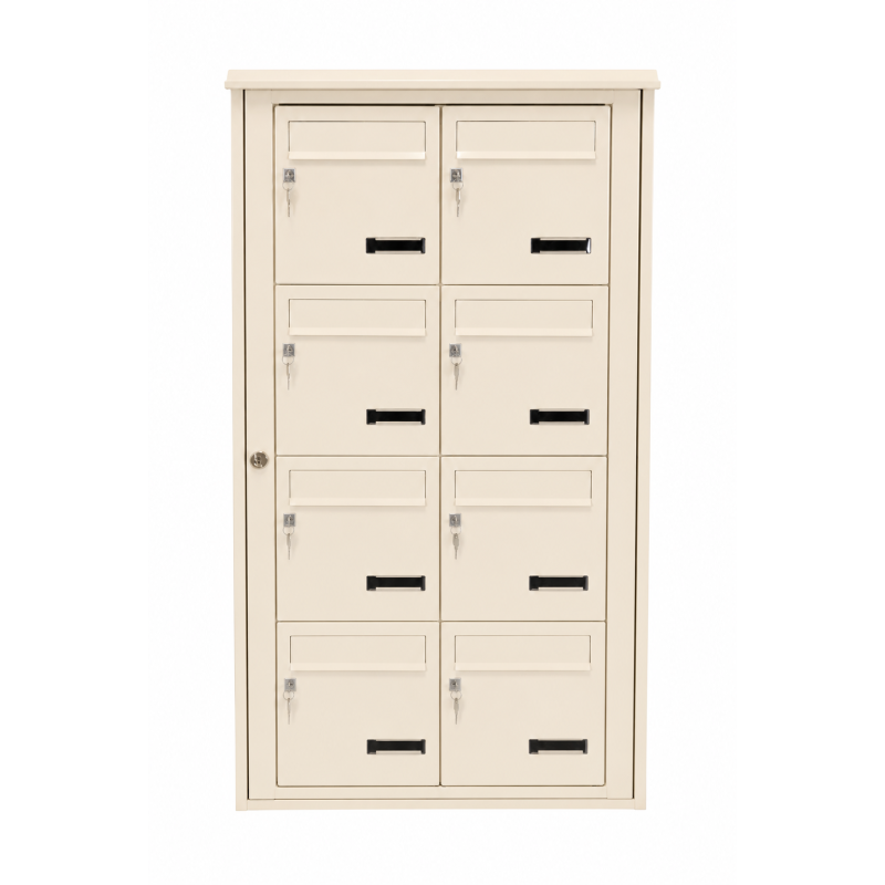 Bloc de 8 Boîtes aux Lettres LEABOX Collectives Extérieur Mural Beige - 2x4