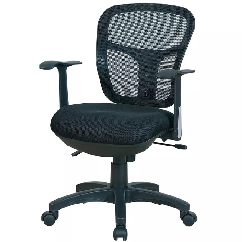 Chaise Fauteuil de Bureau MTI Ayala sur Roulettes avec Accoudoirs Noir - MT1373-700