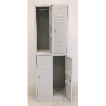 Vestiaire 4 Casiers L60xH180xP50cm Fermeture Moraillon Gris - NT-BI-4