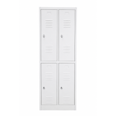 Vestiaire Biplace 4 Casiers L60xH180xP50cm Fermeture Moraillon Gris - NT-BI-4