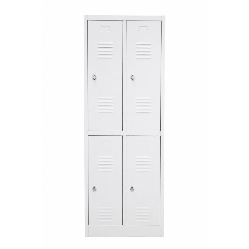 Vestiaire Biplace 4 Casiers L60xH180xP50cm Fermeture Moraillon Gris - NT-BI-4