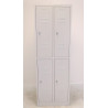 Vestiaire industrie propre Biplace 4 Casiers L60xH180xP50cm Fermeture Moraillon Gris - NT-BI-4