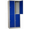 Vestiaire Biplace 4 Casiers L80xH180xP50cm Fermeture Moraillon Gris 4 Portes Bleues - NT-BI-4X