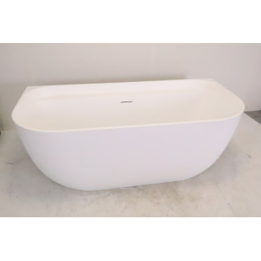 Baignoire Semi-Îlot Curve TOTS Blanc Mat 170cm Impact Tablier Extérieur Gauche