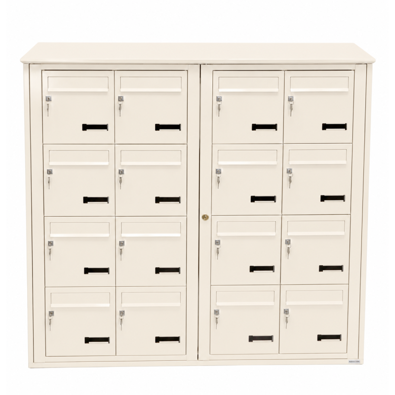 Bloc de 16 Boîtes aux Lettres LEABOX Collective Extérieur Beige Sans Pieds - 4x4 - NEUF Déclassé