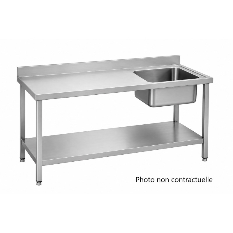 Table Plonge INOX E INOX 1 Bac Cuve 40x40x25cm 1600x700mm - 1478 - NEUVE Déclassée