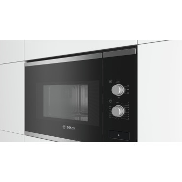 Micro-Ondes Encastrable 20L BOSCH Série 4 800W Nettoyage Hydrolyse Noir - BFL520MS0 - NEUF