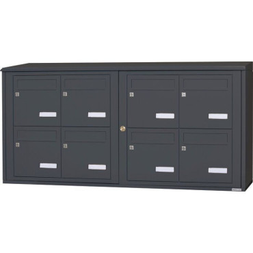 Bloc de 4x2 Boîtes aux Lettres LEABOX Collectives Extérieur Sans Pieds Gris Anthracite
