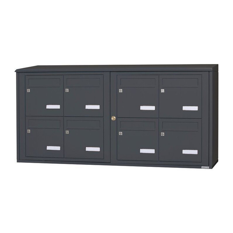 Bloc de 4x2 Boîtes aux Lettres LEABOX Collectives Extérieur Sans Pieds Gris Anthracite
