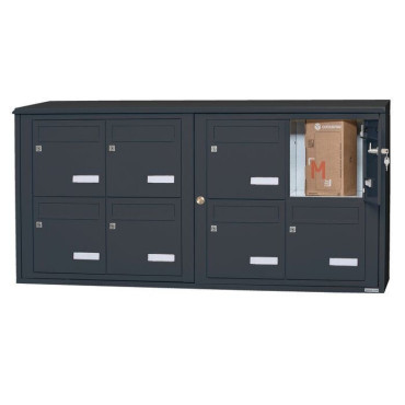 Bloc de 8 Boîtes aux Lettres LEABOX Collectives Extérieur Sans Pieds Gris Anthracite - 4x2
