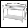 Table de Travail Préparation Inox 1 Étagère Basse Sur Pieds L1400mm P700mm H850mm