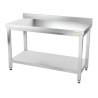 Table Adossée de Travail Préparation Inox GOLDINOX Premium 1 Étagère Basse Sur Pieds L1400mm P700mm H850mm - TN147A