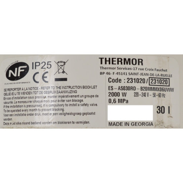 Chauffe-Eau Électrique 30L THERMOR Ristretto Sur-Évier 231020
