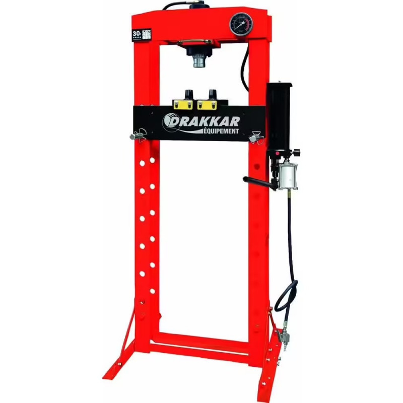 Presse d'Atelier Manuelle et Pneumatique 30T DRAKKAR Hauteur de Table Réglable - 52731