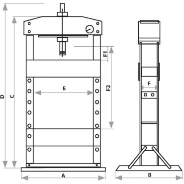 Presse d'Atelier Manuelle et Pneumatique 30T DRAKKAR Hauteur de Table Réglable