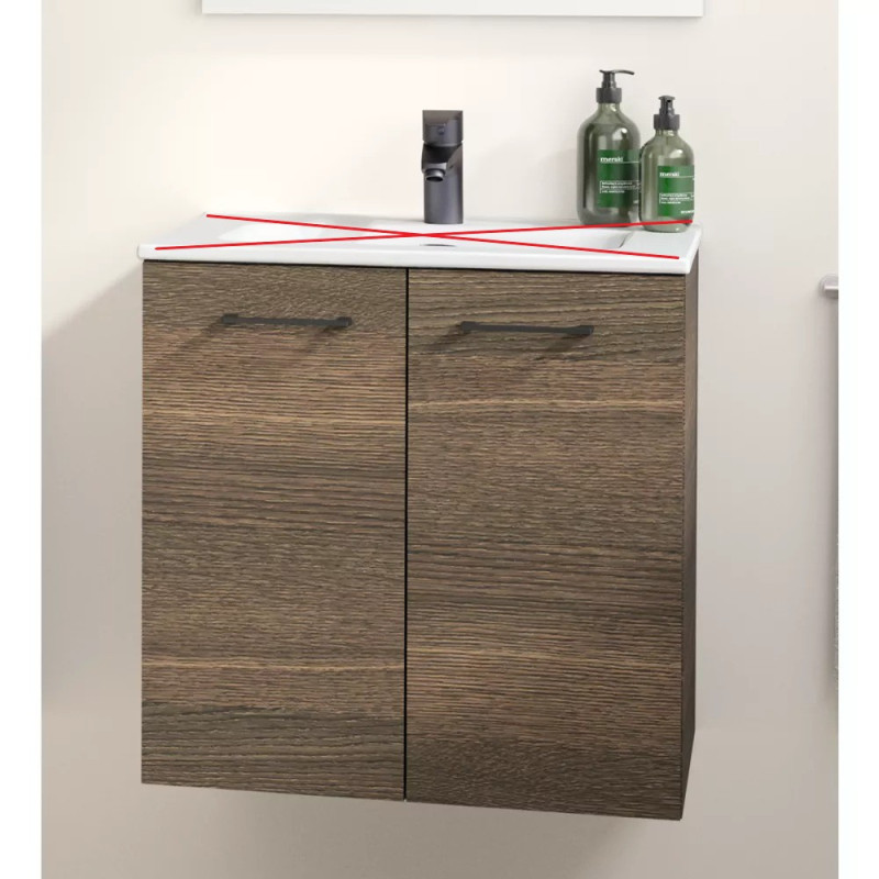 Meuble Sous-Vasque de Salle de Bain AQUANCE Média 2 Portes 60cm Chêne Foncé - MEDIA25923