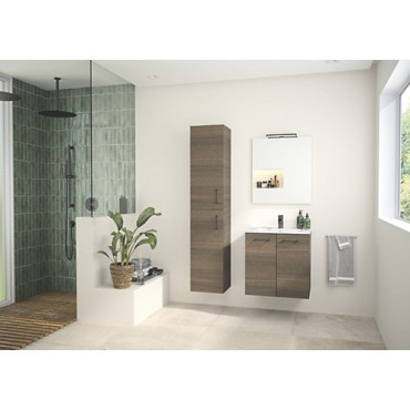 Meuble Sous-Vasque de Salle de Bain AQUANCE Média 2 Portes 60cm Chêne Foncé