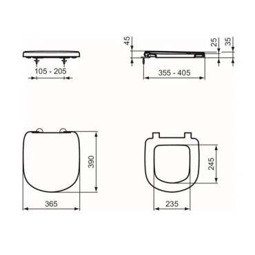 Abattant de Toilettes WC IDEAL STANDARD Tempo Kheops avec Frein de Chute Blanc Brillant - T679901