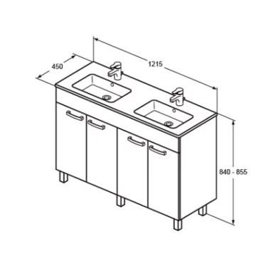 Meuble Sous-Vasque avec Double Vasque PORCHER Ulysse 2 120cm Anthracite - E0543TI