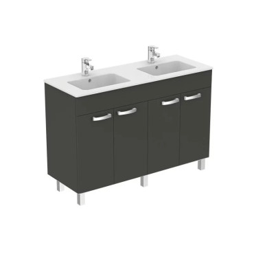 Meuble Sous-Vasque avec Double Vasque PORCHER Ulysse 2 120cm Anthracite - E0543TI - NEUF