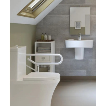 Barre de relèvement Rabattable Murale Double AKW L 766mm Inox Blanc - 01810WH-LS