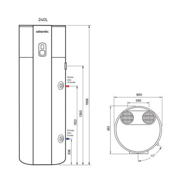 Chauffe-Eau Thermodynamique 240L ATLANTIC Calypso Connecté 286052