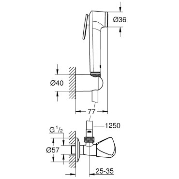 Douchette avec Robinet d'Arrêt WC GROHE Tempesta-F Trigger Spray 30 1 Jet - 27514001