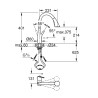 Dimensions Mitigeur Évier GROHE Zedra avec Douchette Extractible 3 Jets Chromé - 32294002