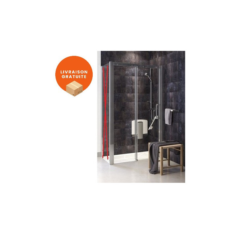 Porte de Douche Coulissante AKW Larenco 1400x2000mm Pose en Niche en Aluminium Chromé - 27627