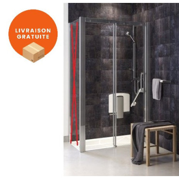 Porte de Douche Coulissante AKW Larenco Pose en Niche en Aluminium Chromé