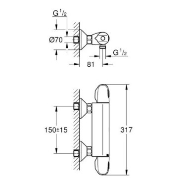 Mitigeur Thermostatique de Douche GROHE Grohtherm 1000 Cartouche C3 Chromé - 34438003