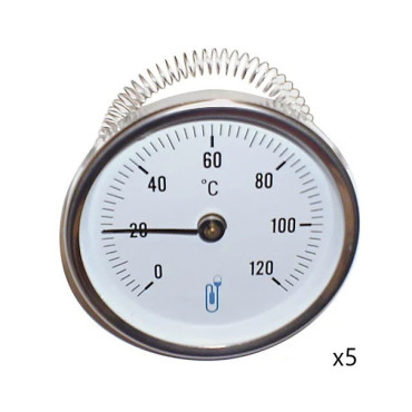 Lot de 5 Thermomètres Applique à Cadran A45D DISTRILABO 0-120°C Ø80mm - 74504D - NEUF