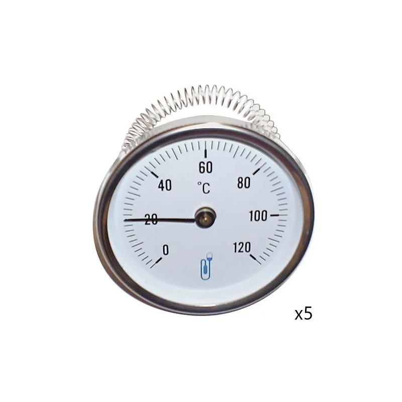 Lot de 5 Thermomètres Applique à Cadran A45D DISTRILABO 0-120°C Ø80mm - 74504D - NEUF