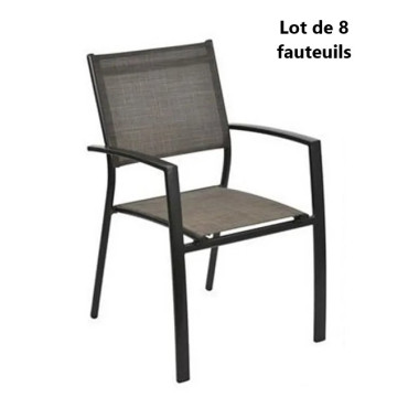 Lot de 8 Chaises Fauteuils de Jardin OOGARDEN Antalya avec Accoudoirs en Aluminium - KTE-00981
