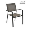 Lot de 8 Chaises Fauteuils de Jardin OOGARDEN Antalya avec Accoudoirs en Aluminium - KTE-00981