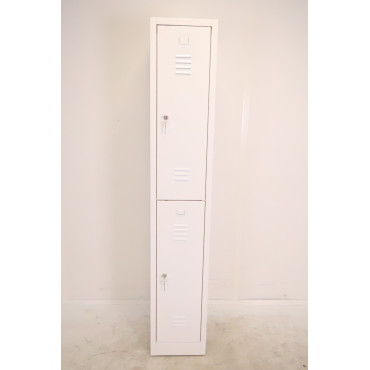 Vestiaire 2 Casiers avec Penderie Fermeture à Clés MTI 1800x30x500mm Blanc - WM231-BLC - NEUF