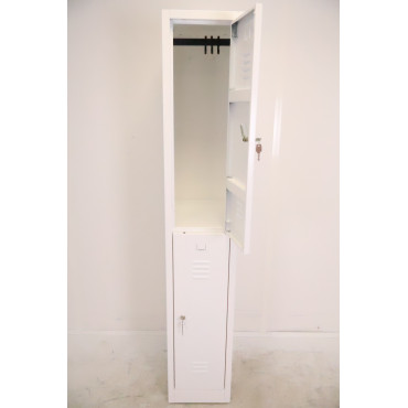 Vestiaire 2 Casiers avec Penderie Fermeture à Clés MTI 1800x30x500mm Blanc - WM231-BLC